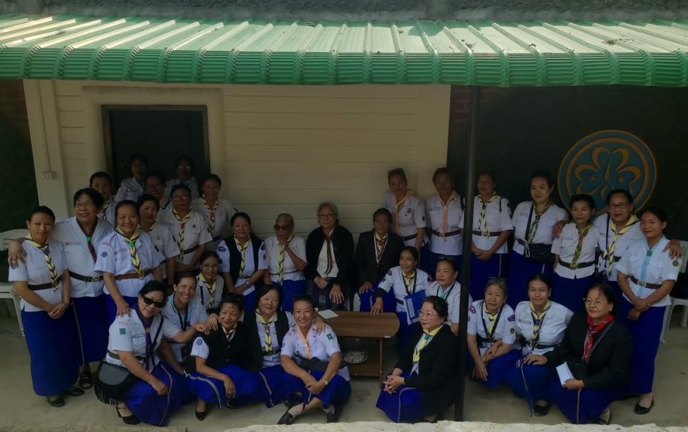 Nini Meru and others during the inaugural programme of Girl Guide Memorial Building at Nerhema on October 6. (Morung Photo)